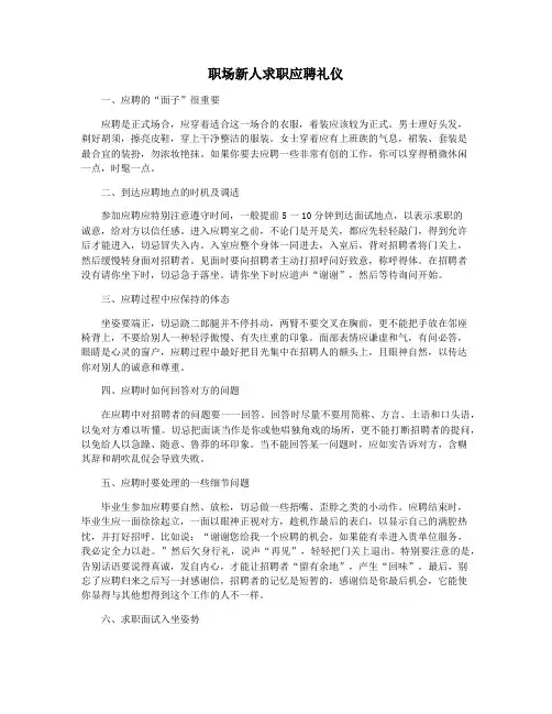 职场新人求职应聘礼仪