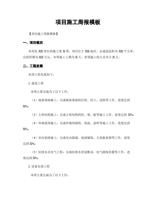 项目施工周报模板