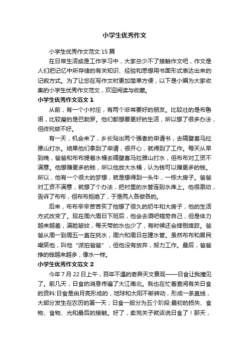 小学生优秀作文