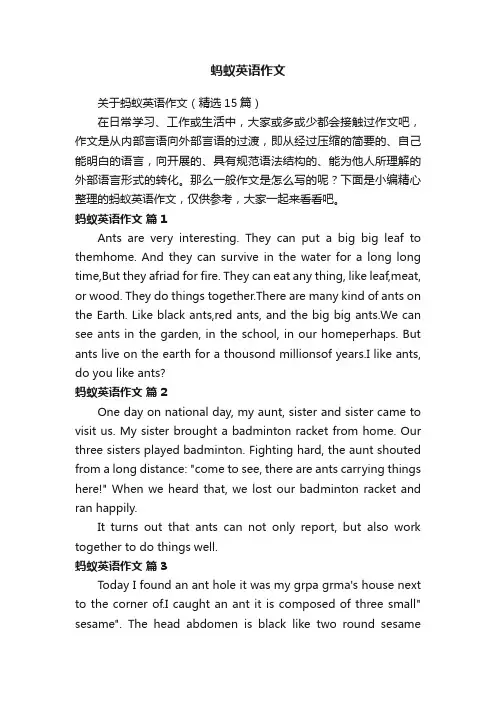 关于蚂蚁英语作文（精选15篇）