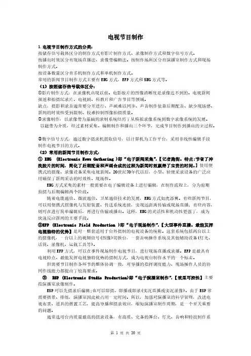 电视节目制作复习重点资料