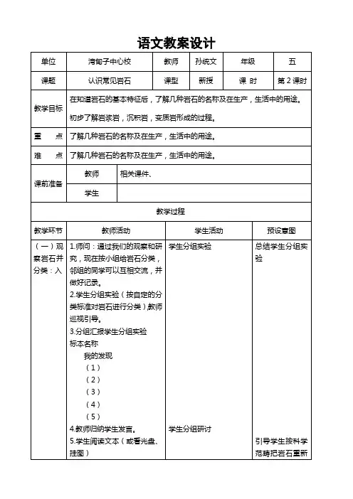 苏教版小学科学五年级下册认识常见岩石2课时