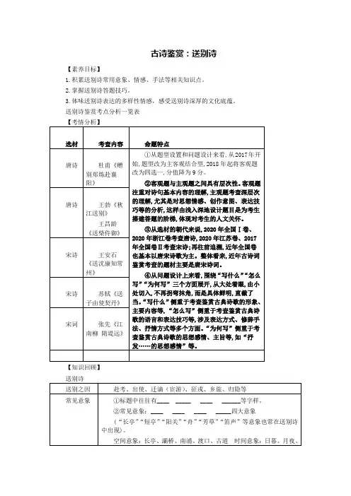 高考语文复习古诗鉴赏之送别诗