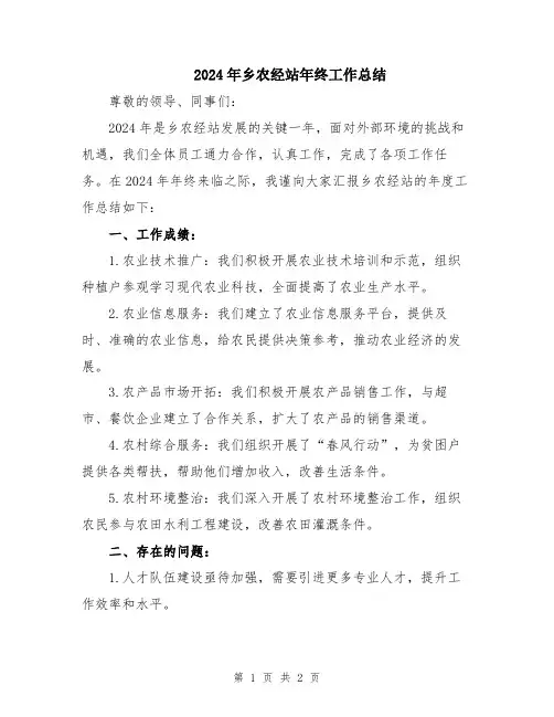 2024年乡农经站年终工作总结