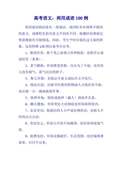 两用成语100例