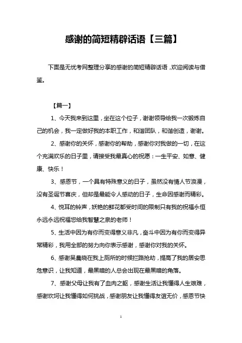 感谢的简短精辟话语【三篇】