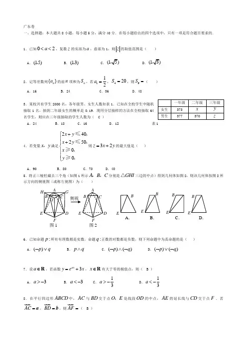 08高考数学广东卷含答案