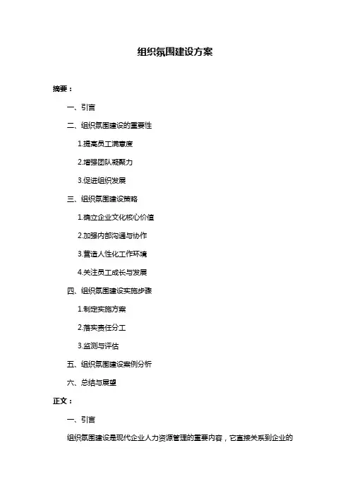 组织氛围建设方案