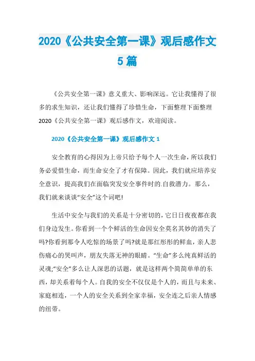 2020《公共安全第一课》观后感作文5篇