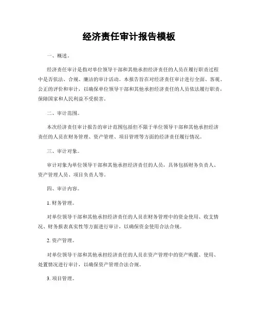 经济责任审计报告模板