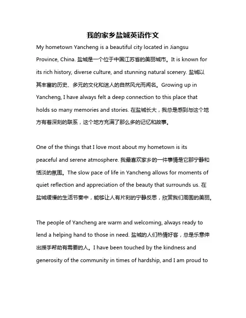 我的家乡盐城英语作文