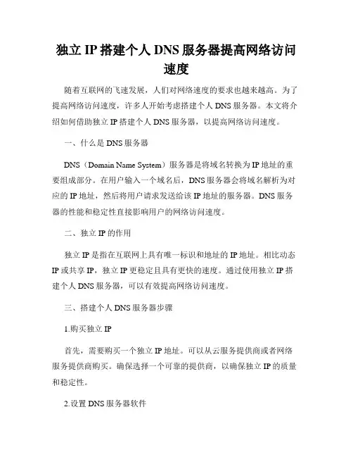 独立IP搭建个人DNS服务器提高网络访问速度