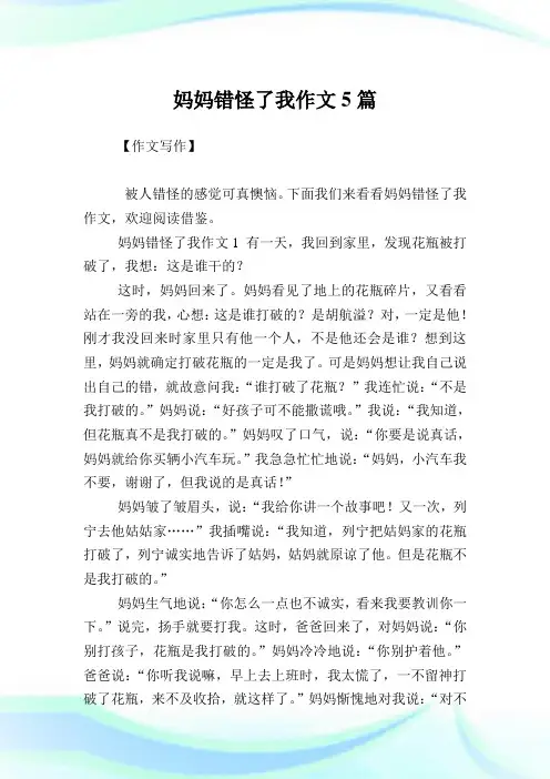 妈妈错怪了我作文5