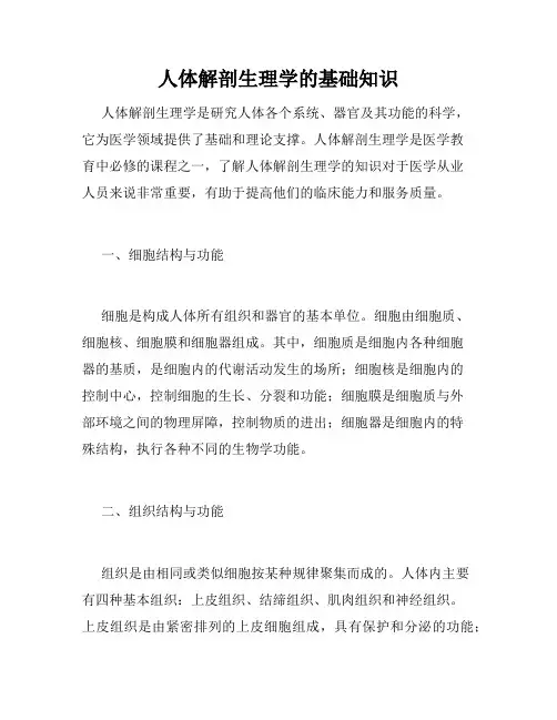 人体解剖生理学的基础知识