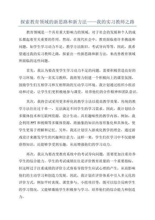 探索教育领域的新思路和新方法——我的实习教师之路