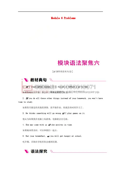 广西2018年秋九年级英语上册 Module 6 Problems语法聚焦六练习 (新版)外研版