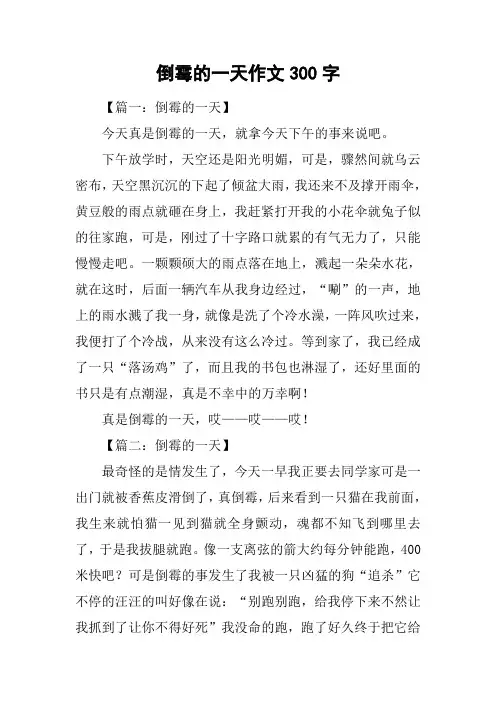 倒霉的一天作文300字
