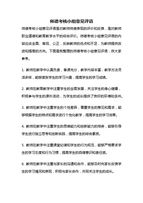 师德考核小组意见评语