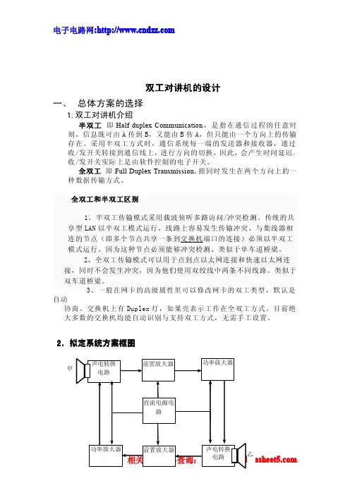 双工对讲机电路设计