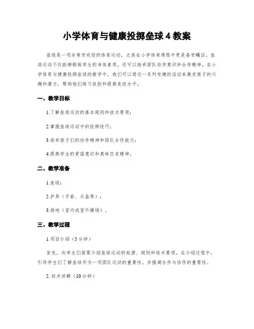 小学体育与健康投掷垒球4教案