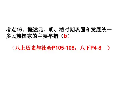元、明、清时期巩固和发展统一多民族国家的主要举措