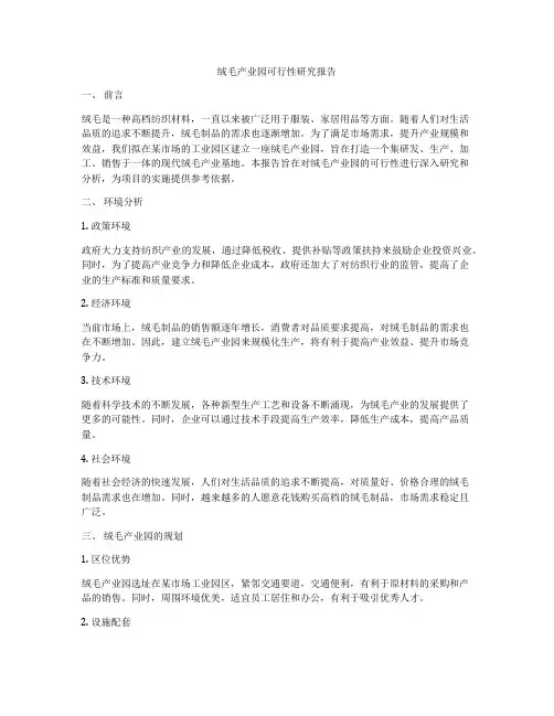 绒毛产业园可行性研究报告