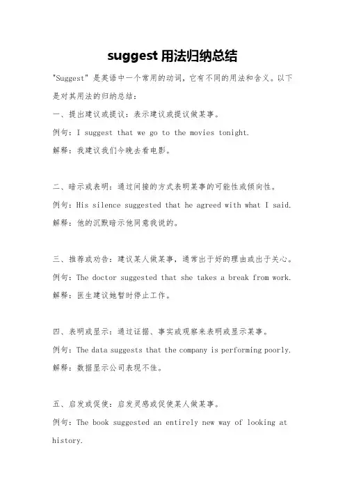 suggest用法归纳总结