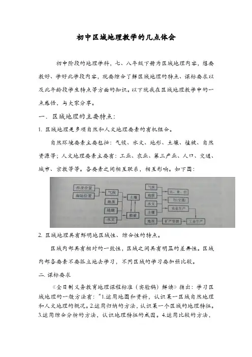 初中区域地理教学的几点体会