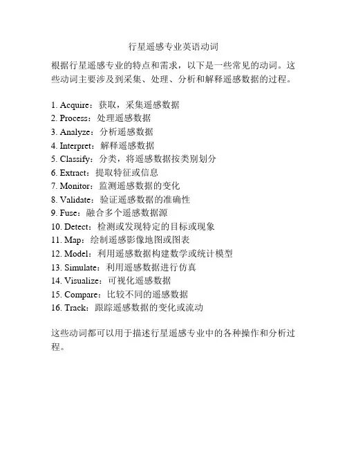 行星遥感专业英语动词
