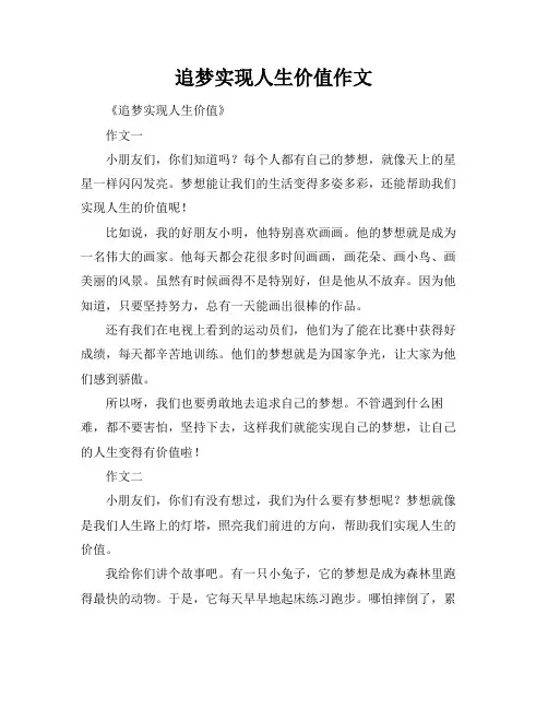 追梦实现人生价值作文