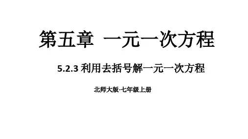 初中数学新北师大版七年级上册5.2第3课时 利用去括号解一元一次方程教学课件2024秋
