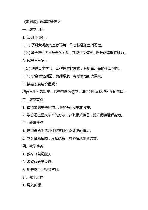 《黄河象》教案设计范文