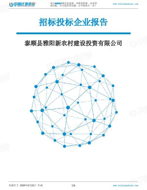 泰顺县雅阳新农村建设投资有限公司-招投标数据分析报告