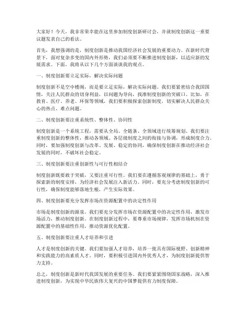 制度创新研讨发言稿范文