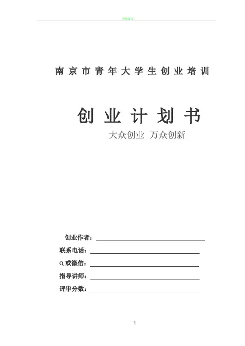 大创计划书
