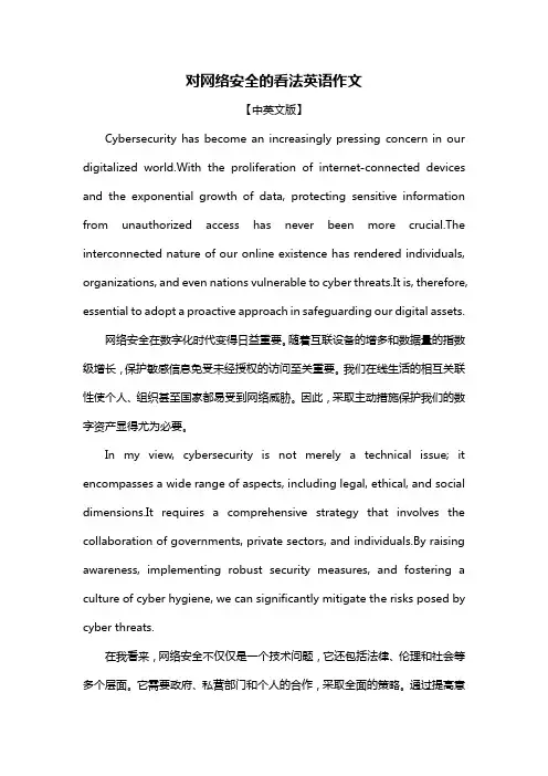 对网络安全的看法英语作文