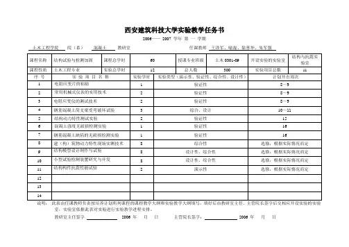 西安建筑科技大学教学任务书