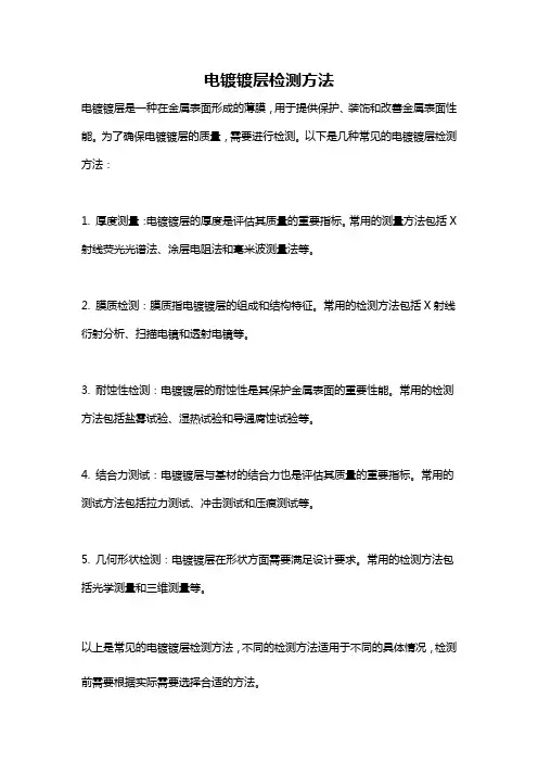 电镀镀层检测方法