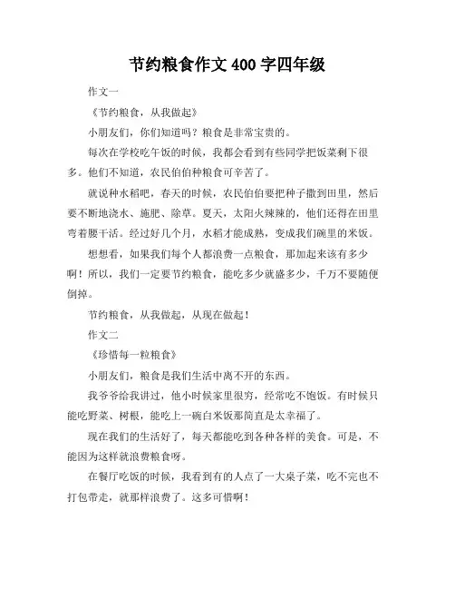 节约粮食作文400字四年级