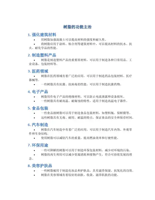树脂的功能主治