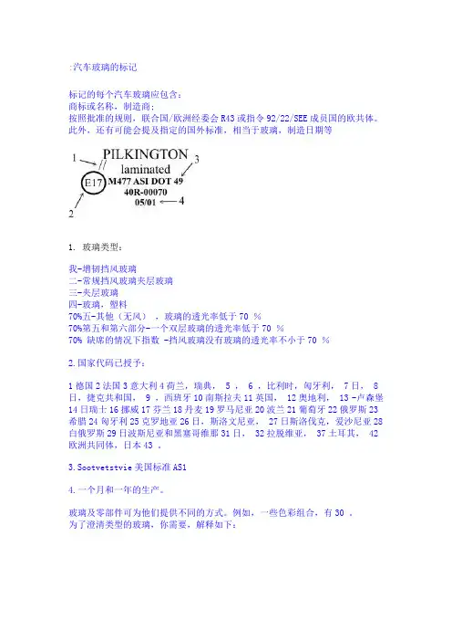 汽车玻璃的标记