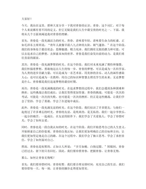 我对青春的认识演讲稿