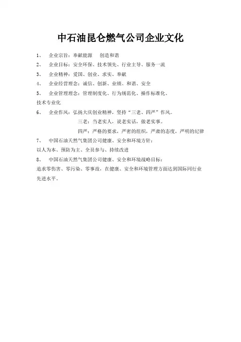 最新-中石油昆仑燃气公司企业文化 精品