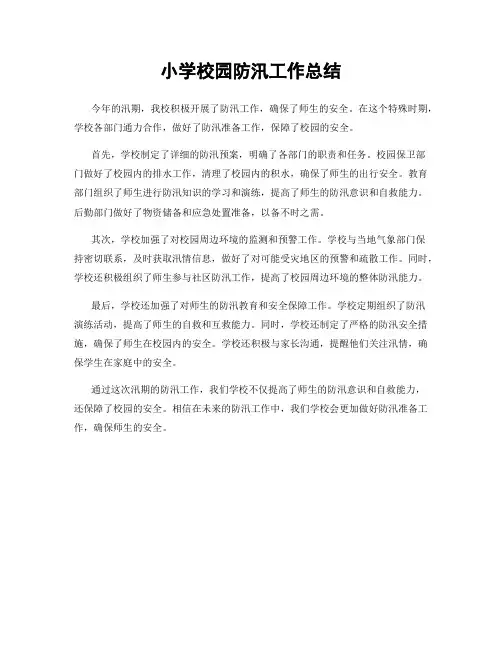 小学校园防汛工作总结