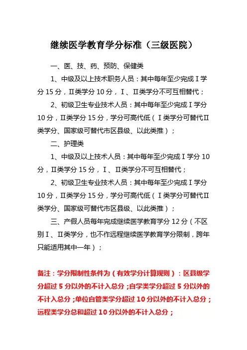 继续医学教育达标标准(三级医院)