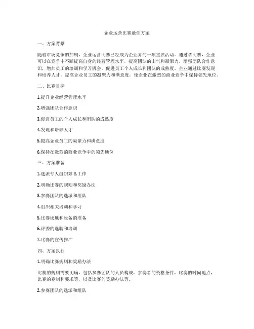 企业运营比赛最佳方案