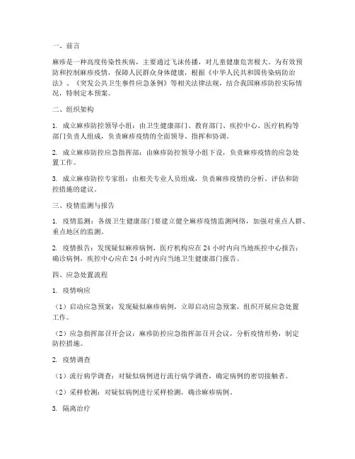 麻疹的应急预案及处置流程