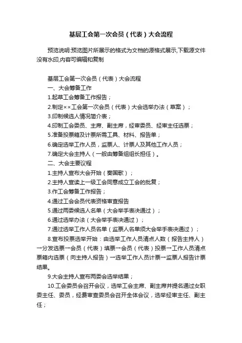 基层工会第一次会员（代表）大会流程