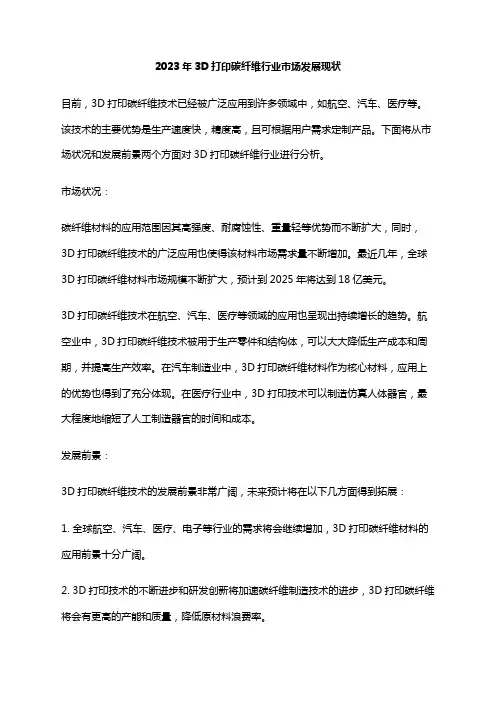 2023年3D打印碳纤维行业市场发展现状