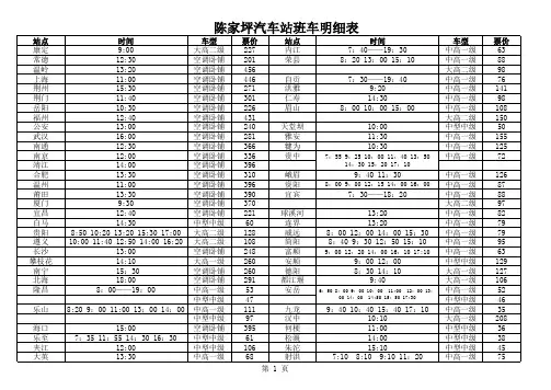 重庆陈家坪汽车站时刻表